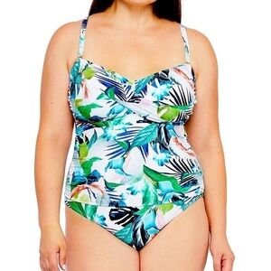 La Blanca Floral One Piece Swimsuit - Blue and Green